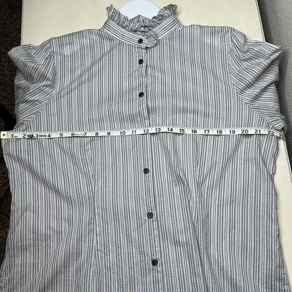 LRL Lauren Jeans Company 100% Cotton Ruffle Collar Button Down Shirt Size XL - Picture 12 of 14